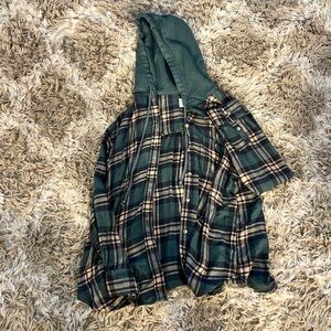 American Eagle Outfitters Dark Green Plaid Hoodie